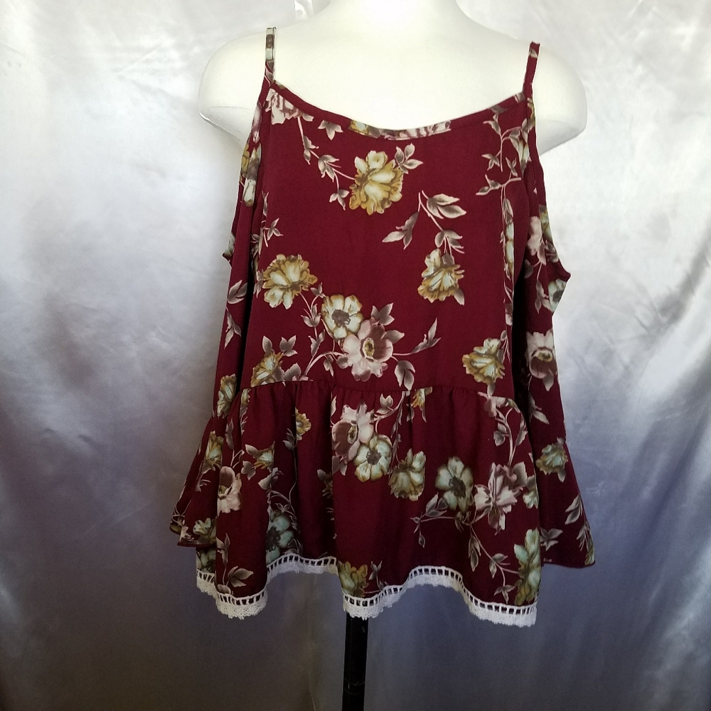Vivace Long Bell Sleeve Floral Shoulder Tee Shirt